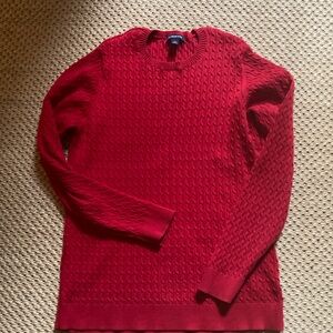 Lands' End Vibrant Red Crew Neck Cable Knit Sweater